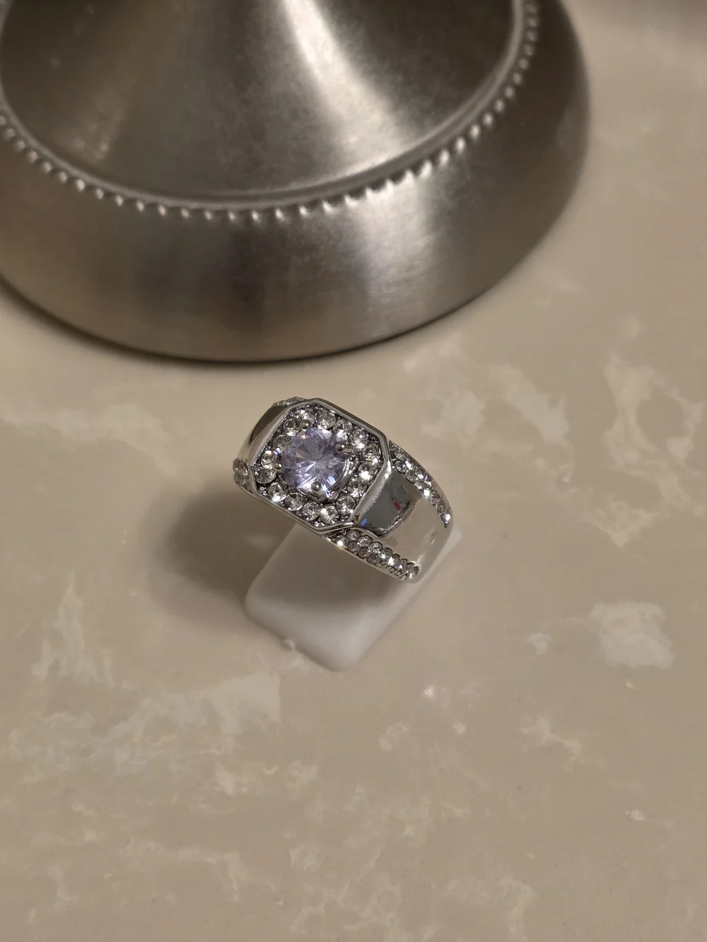 Men's Silver and CZ Ring Size 10